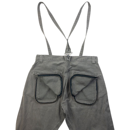Vintage 2000s PPFM Curved Stacked Leg Denim Jeans With Suspenders Size W32 | W32, Grey