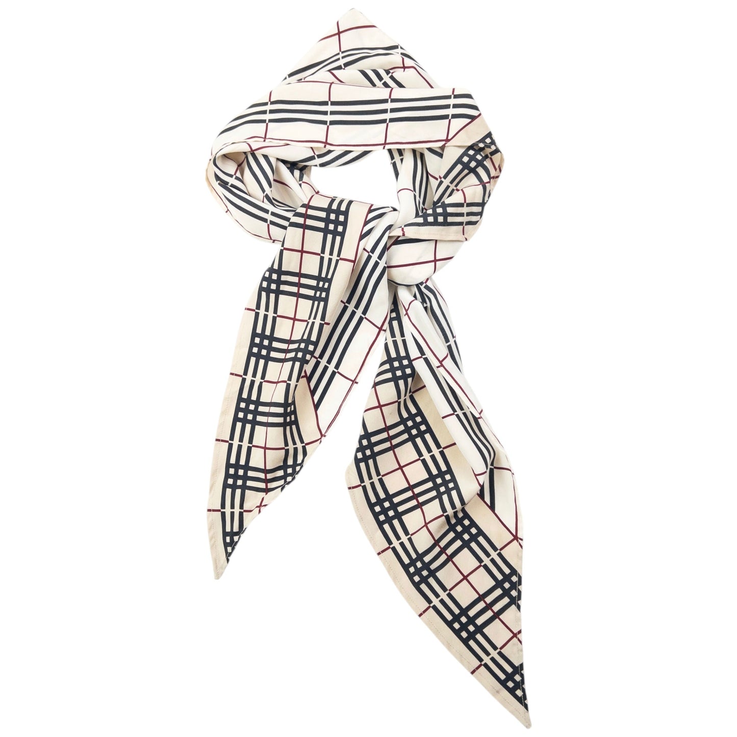 Vintage 2000s Burberry Nova Check Silk Scarf | O/S, Cream