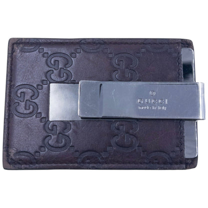 Vintage Gucci Monogram Leather Card Holder / Money CLip