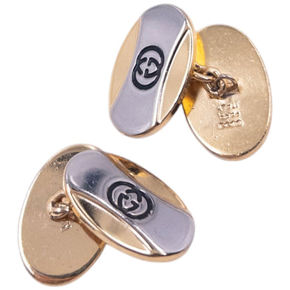 Vintage 90s Gucci Embossed Chain Link Cuff Links | O/S, Gold