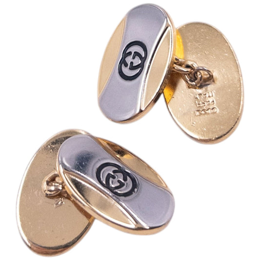 Vintage 90s Gucci Embossed Chain Link Cuff Links | O/S, Gold