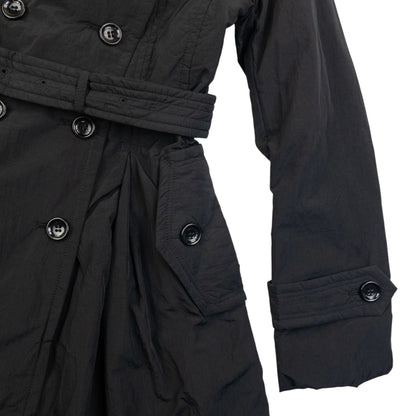 Vintage 2000s Burberry Black Label Belt Waist Trench Jacket Womens Size M | Medium, Black