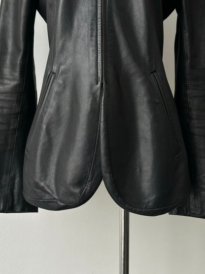 DKNY 2000s Smooth Fitted Leather Jacket - S