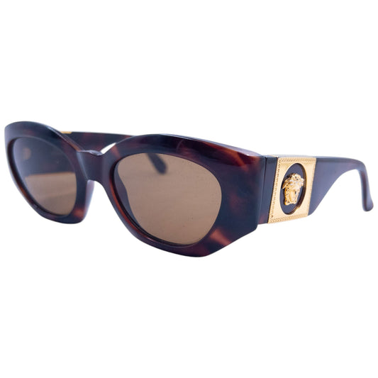 Vintage 90s Gianni Versace Tortoise Shell Medusa Sunglasses | O/S, Brown