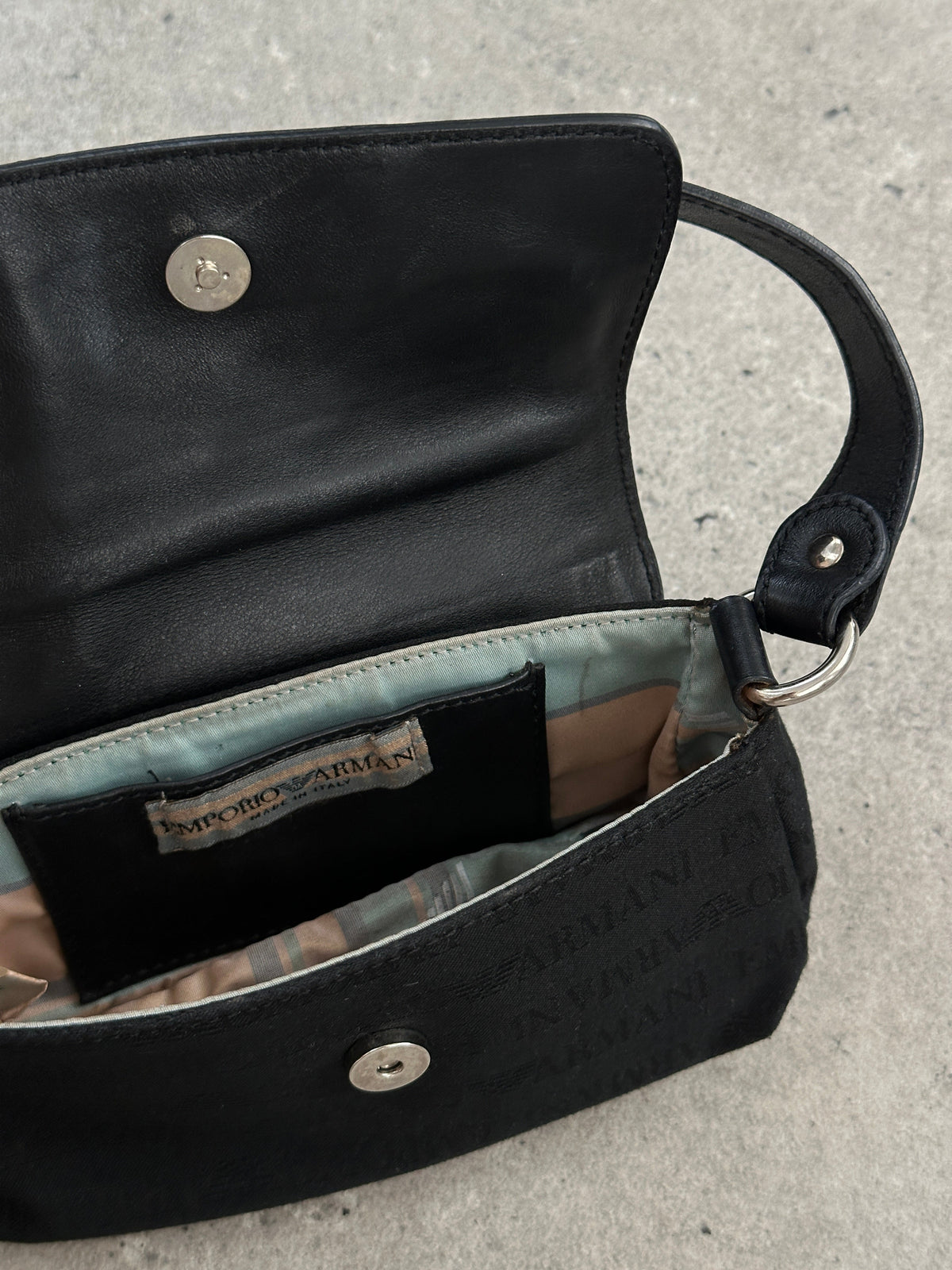 Emporio Armani 1990s Leather Monogram Mini Shoulder Bag