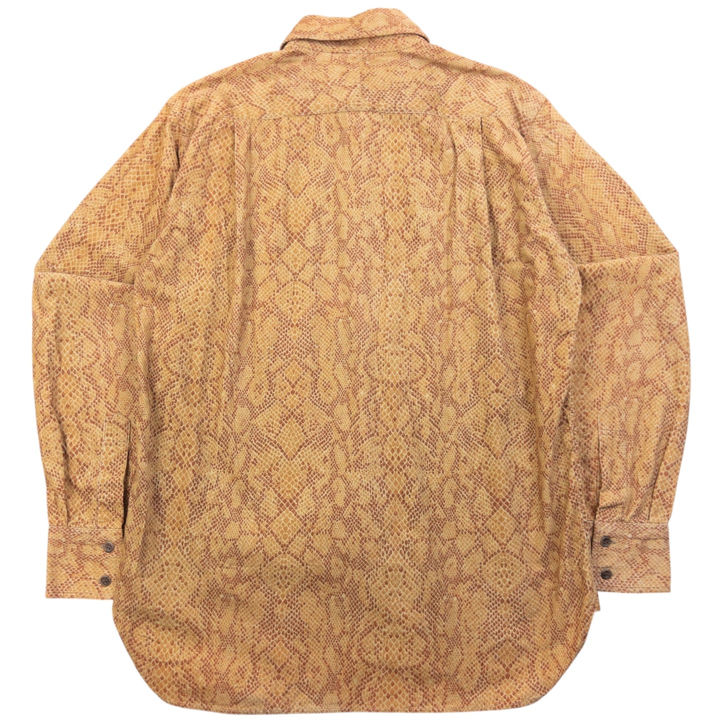 Vintage 2000s Yohji Yamamoto A.A.R Snake Print Long Sleeve Button Up Shirt Size S | Small, Orange