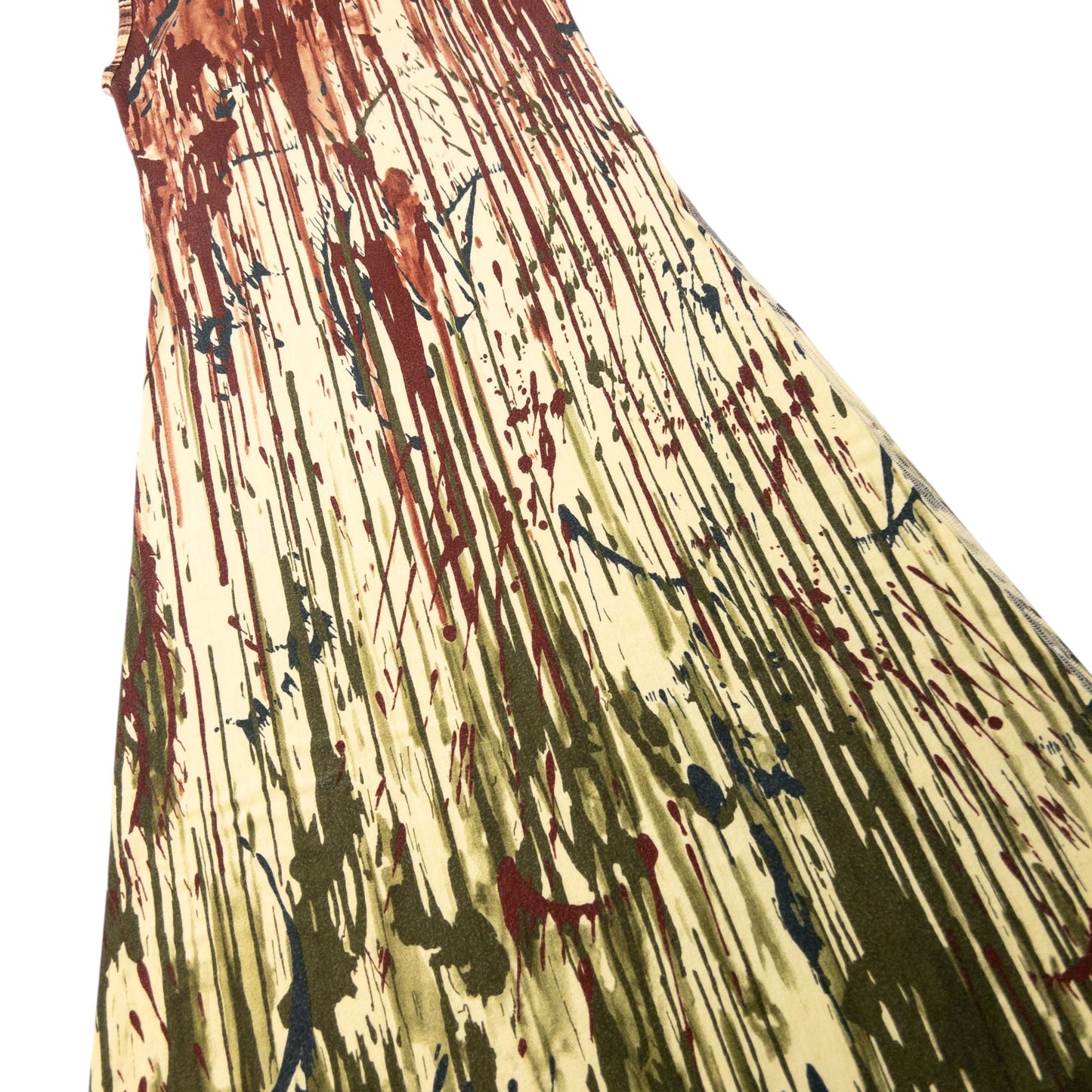 Vintage 1998 Jean Paul Gaultier Jean's Blood Drip Print Maxi Dress Womens Size L | Large, Tan