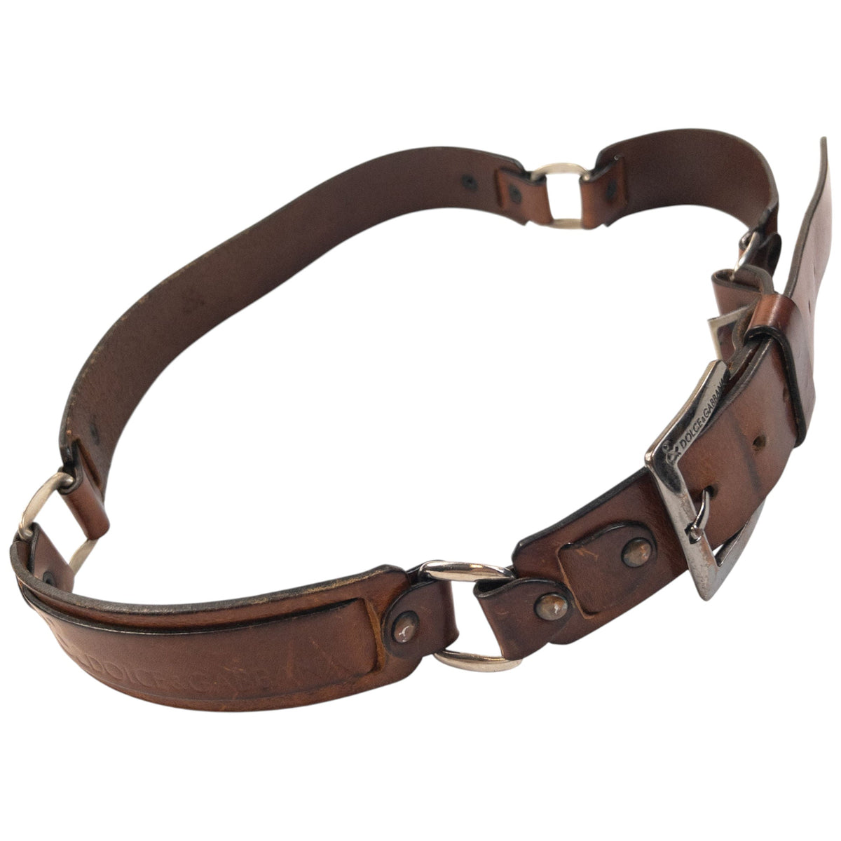 Vintage 2000s Dolce & Gabbana Leather Belt Size XL | O/S, Brown