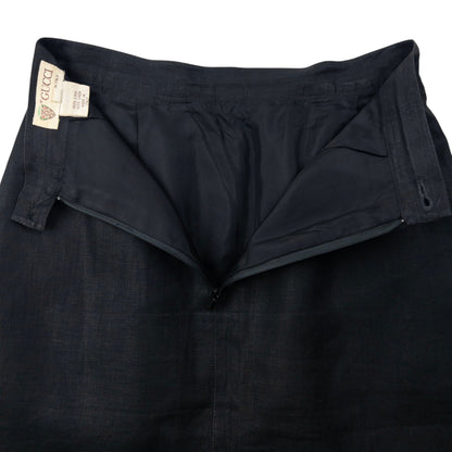 Vintage 70S Gucci Linen Skirt Womens Size W24 | XS, Black