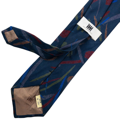 Vintage 90s Issey Miyake Pattern Silk Tie | O/S, Blue