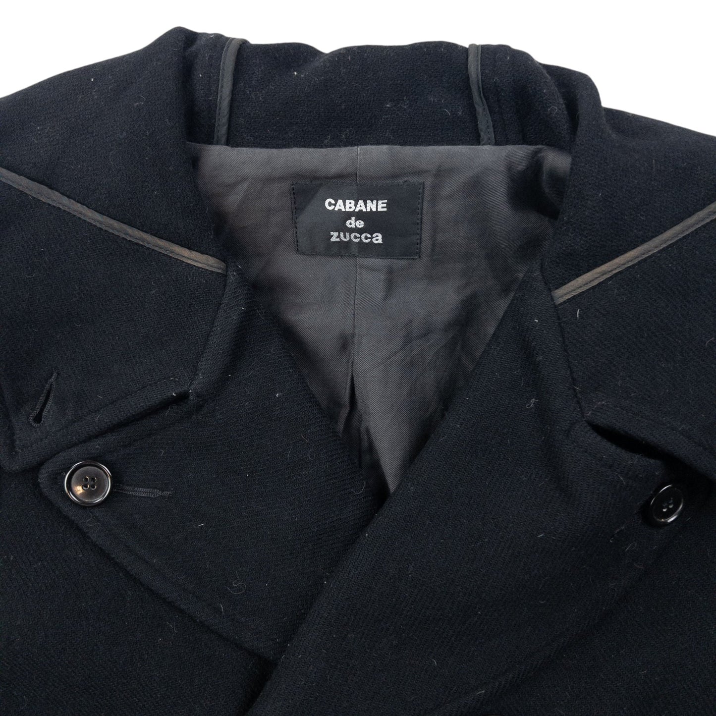 Vintage 90s Cabane De Zucca By Issey Miyake Wool Peacoat Jacket Size S | Small, Black