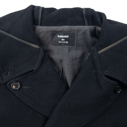 Vintage 90s Cabane De Zucca By Issey Miyake Wool Peacoat Jacket Size S | Small, Black