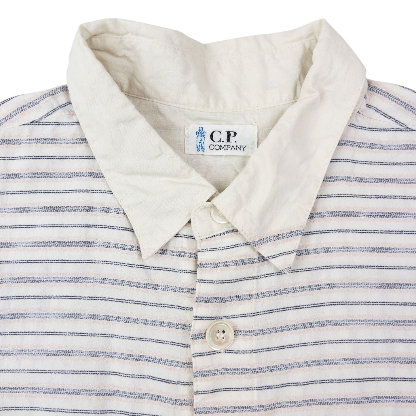 Vintage 90s CP Company Striped Long Sleeve Button Up Shirt Size S | Small, Cream