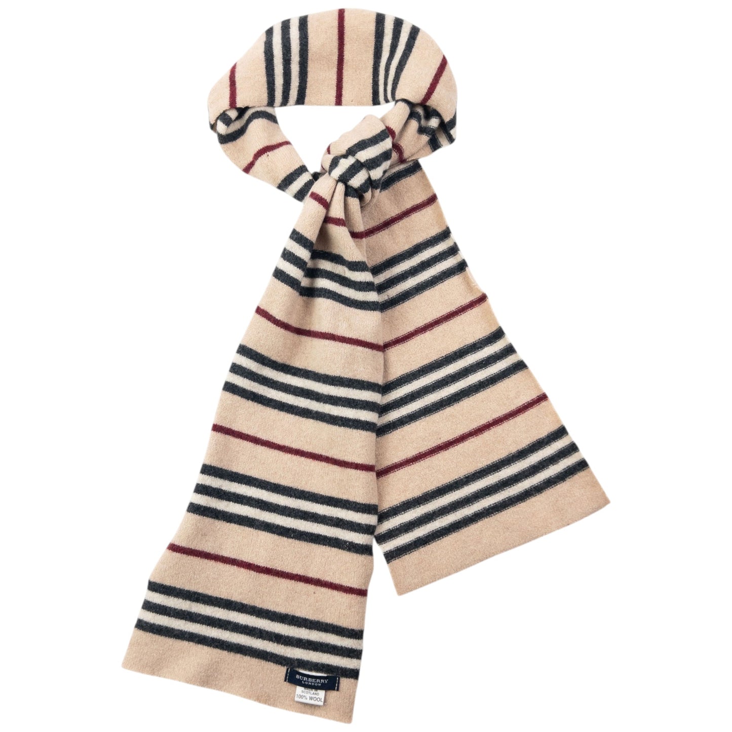 Vintage 2000s Burberry Nova Stripe Wool Scarf | O/S, Beige