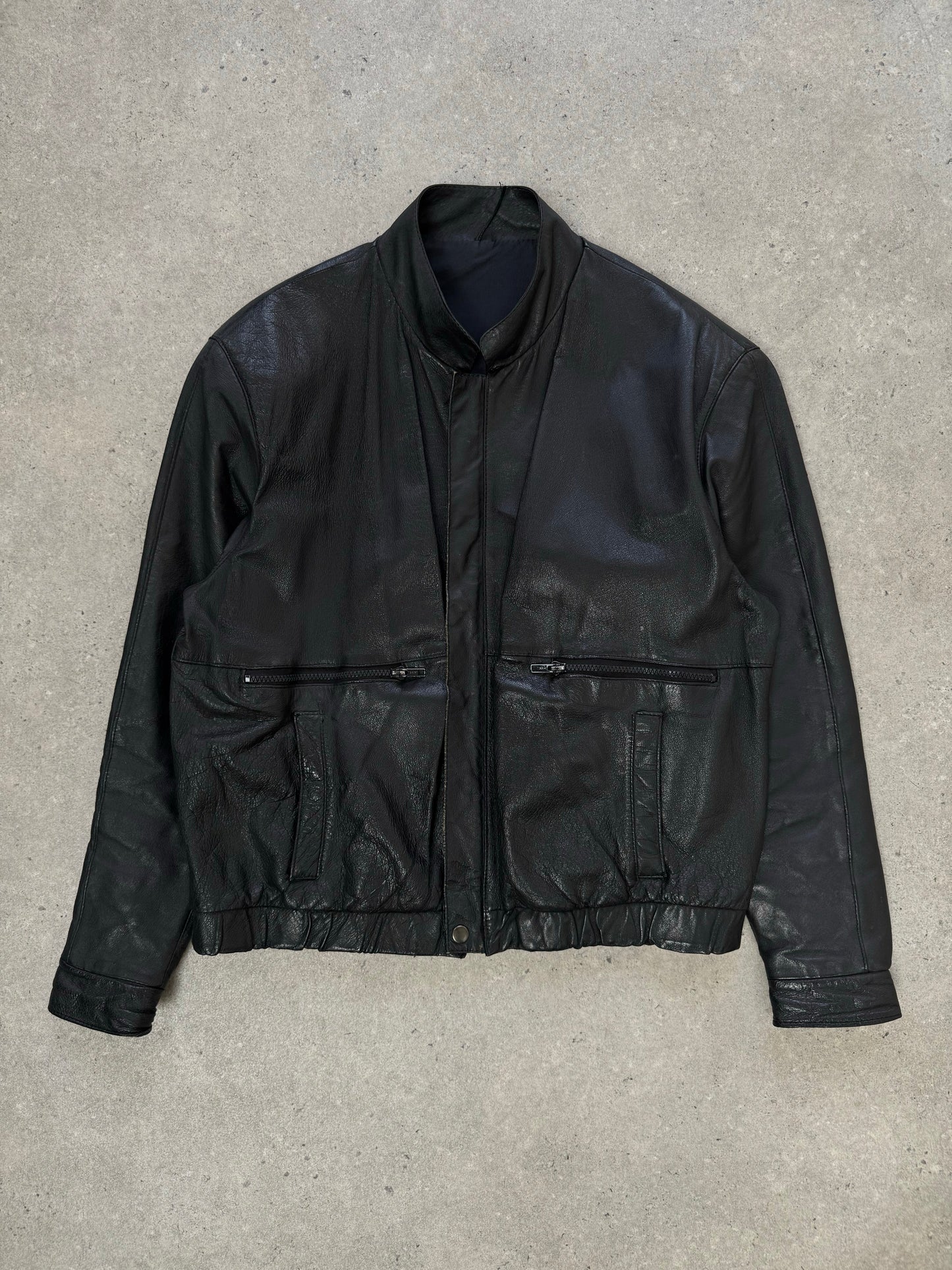 Vintage 1990s Minimal Leather Jacket - M