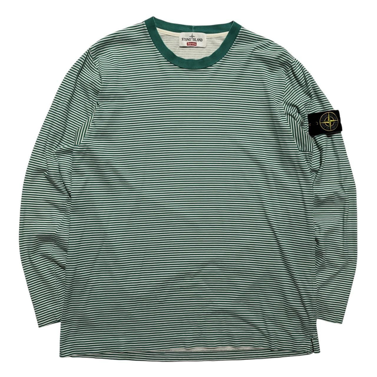 Stone Island Supreme Striped Long Sleeve | Large, Green