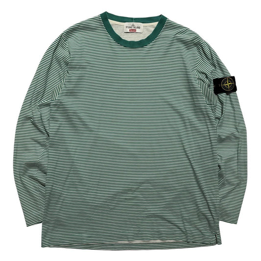 Stone Island Supreme Striped Long Sleeve | Large, Green