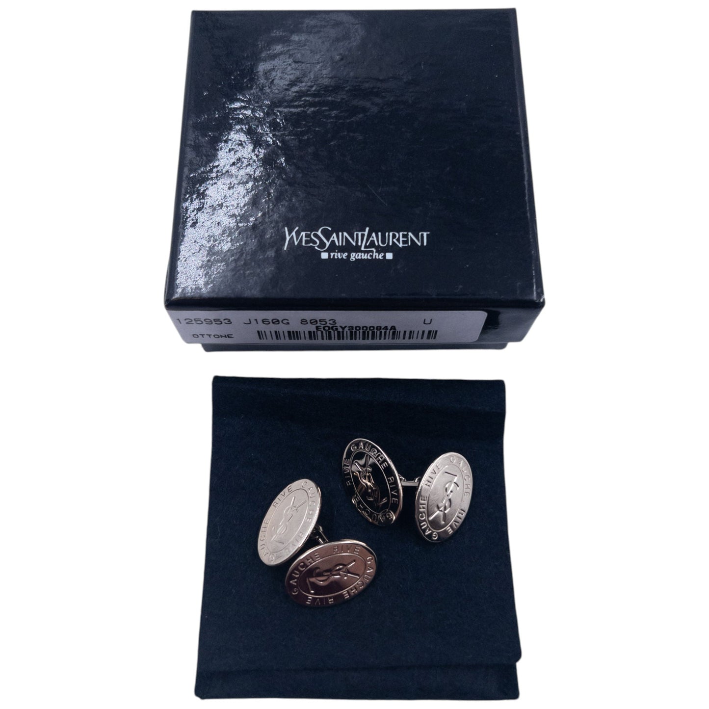 Vintage YSL Yves Saint Rive Gauche Embossed Chain Cuff Links | O/S, Gold
