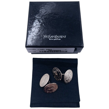 Vintage YSL Yves Saint Rive Gauche Embossed Chain Cuff Links | O/S, Gold