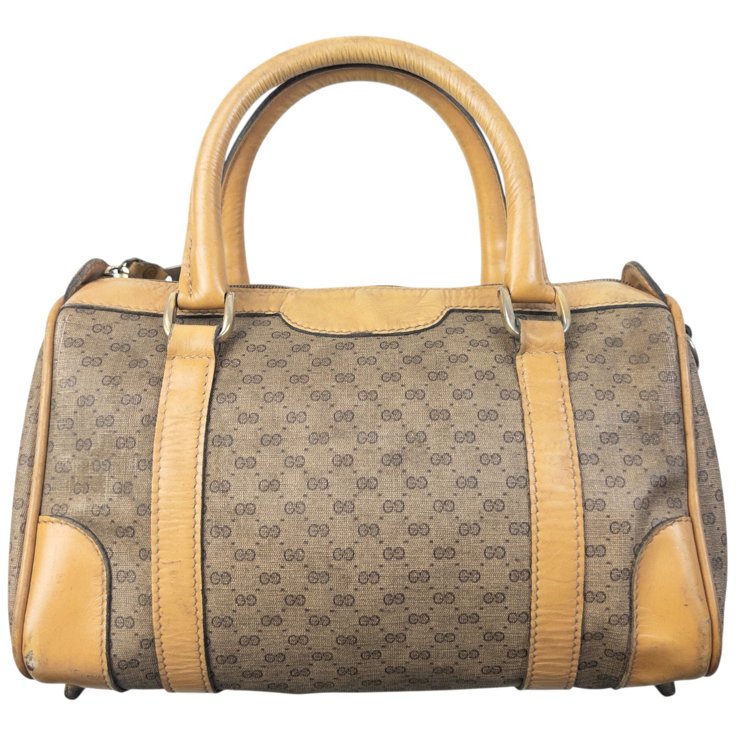 Vintage 80s Gucci Monogram Leather Handbag | O/S, Beige