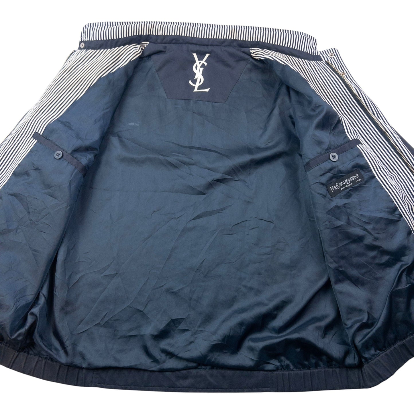 Vintage 90s YSL Yves Saint Laurent Harrington Jacket Size M | Medium, Navy