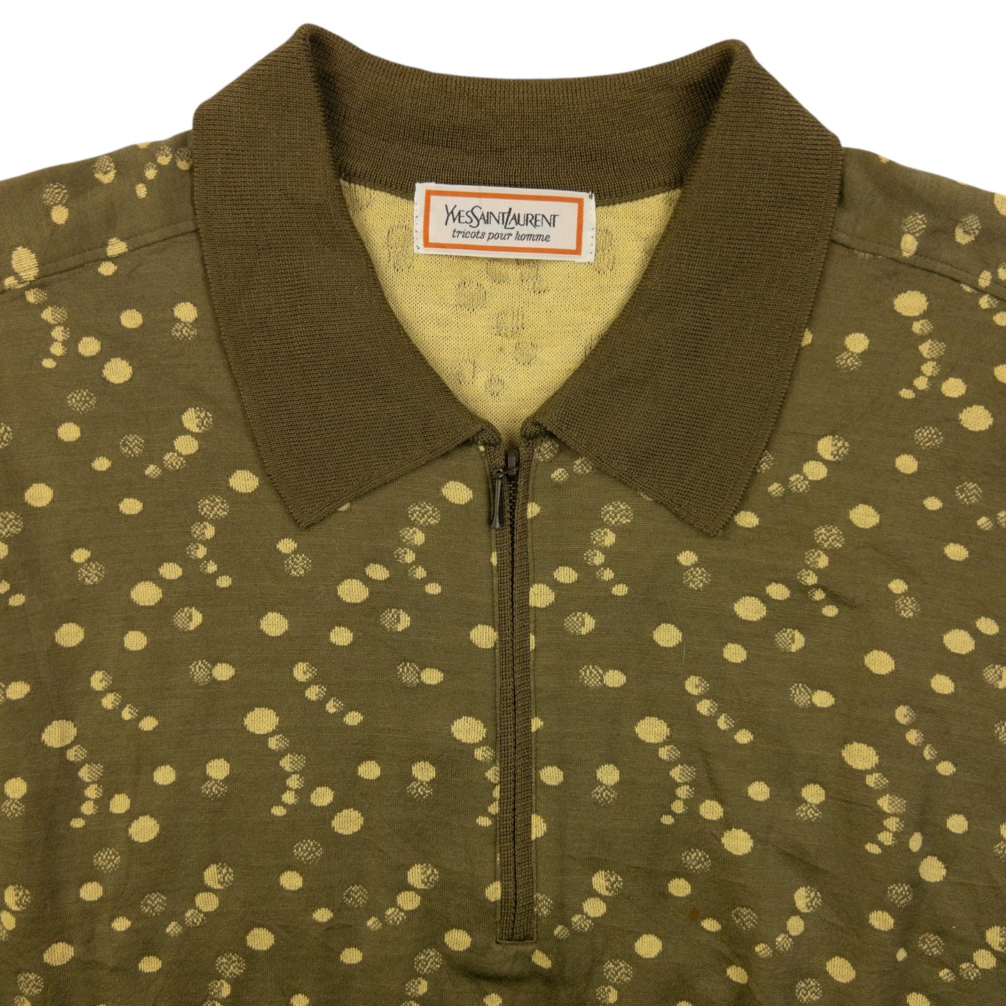 Vintage 80s YSL Yves Saint Laurent Q Zip Polo Sweatshirt Size S | Small, Green