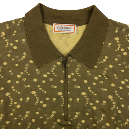 Vintage 80s YSL Yves Saint Laurent Q Zip Polo Sweatshirt Size S | Small, Green