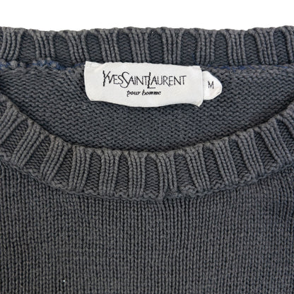 Vintage 2000s YSL Yves Saint Laurent Knit Jumper Size L | Large, Blue
