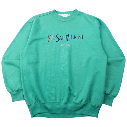 Vintage 90s YSL Yves Saint Laurent Embroidered Sweatshirt Size XS | XS, Green