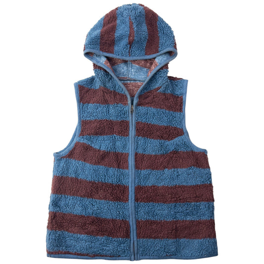 Vintage 2000s Issey Miyake Striped Zip Up Fleece Gilet Womens Size M | Medium, Blue