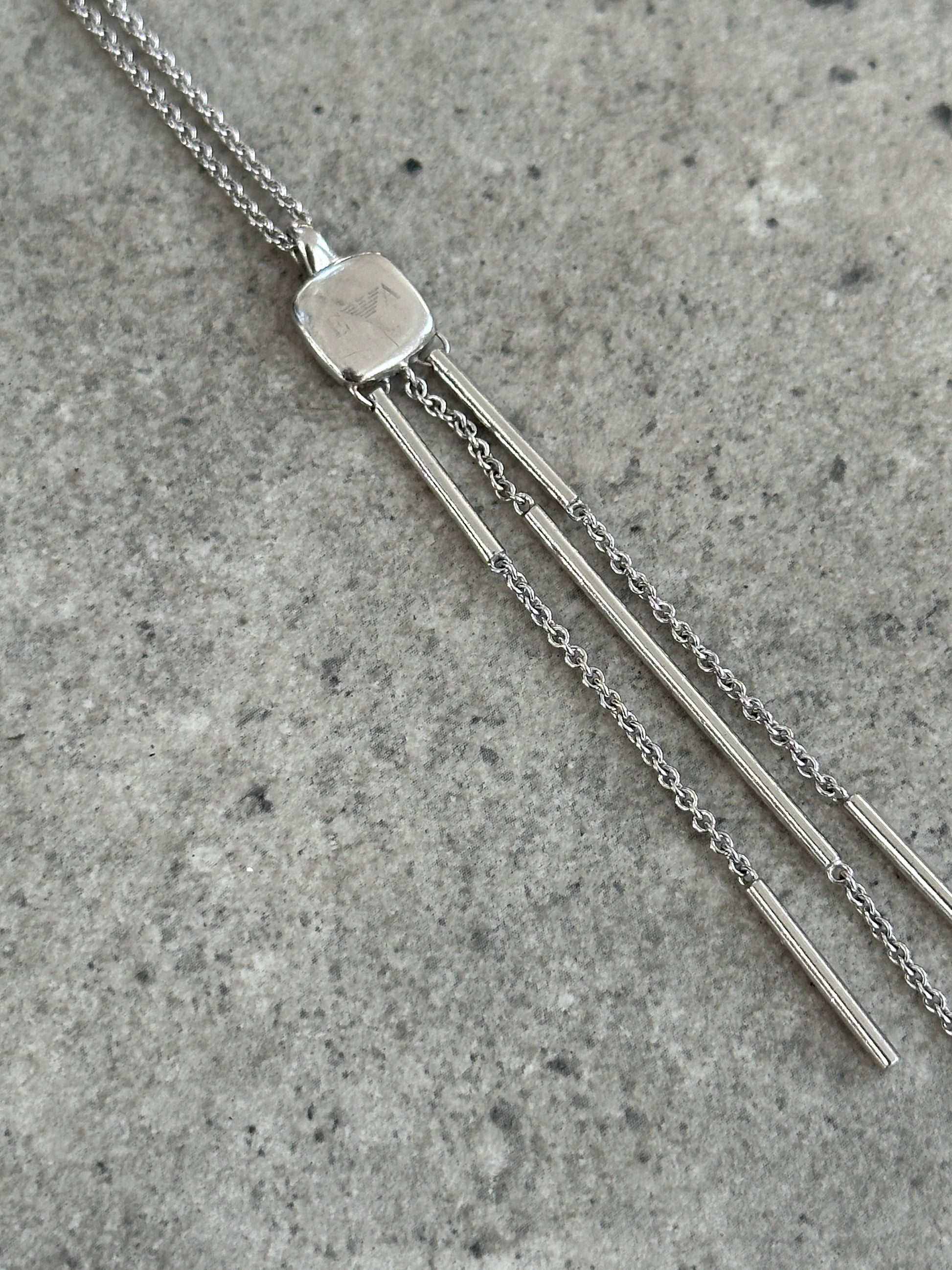 Emporio Armani 2000s Sterling Silver Lariat Necklace