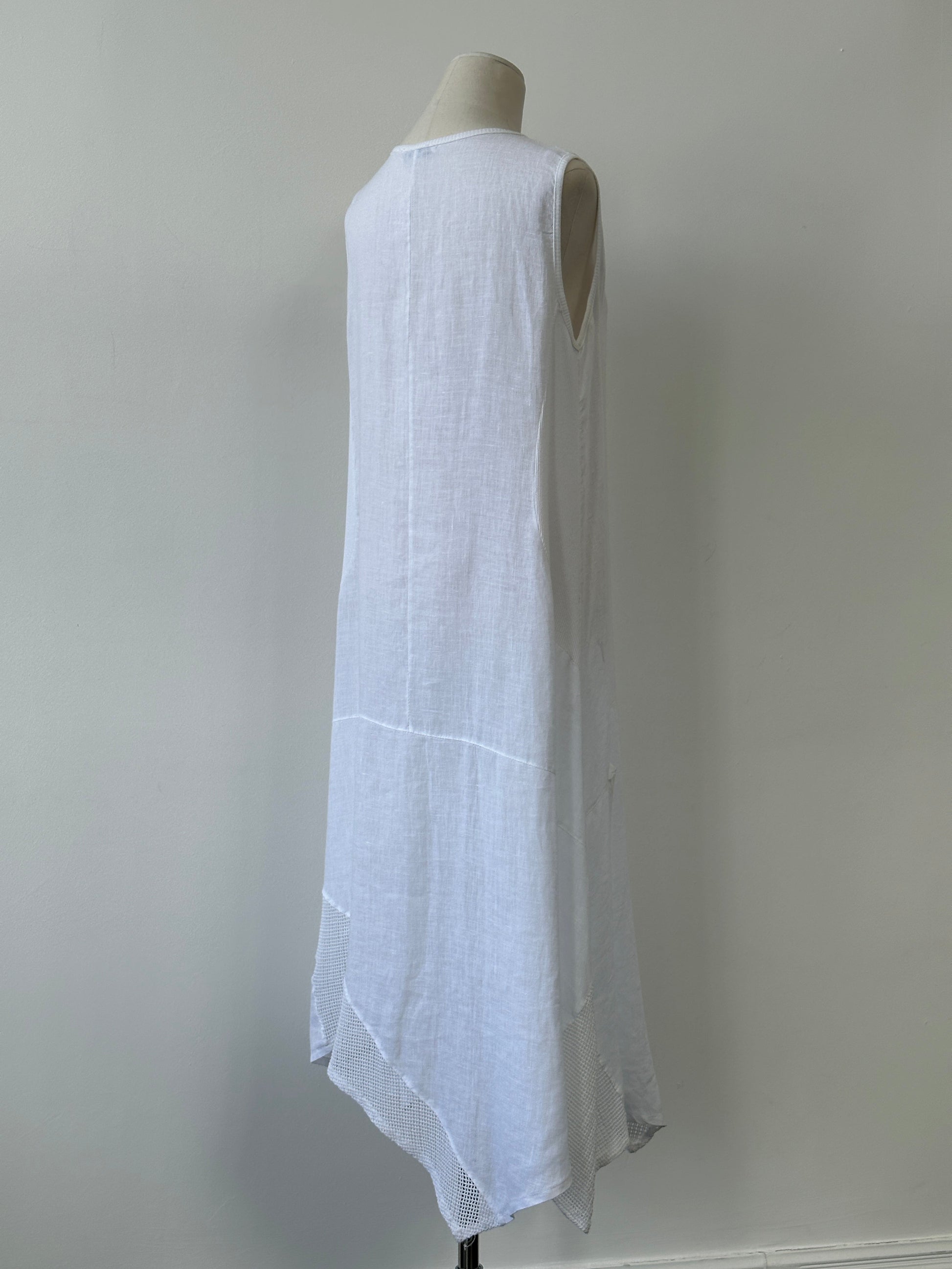 Vintage 2000s Pure Linen Asymmetric Sleeveless Maxi Dress - XL