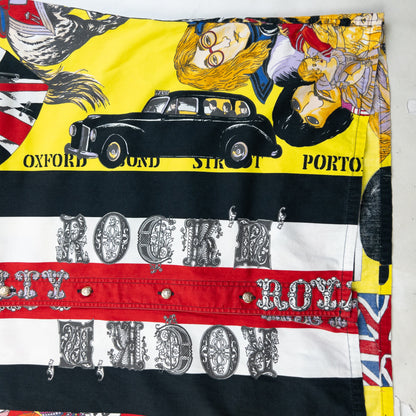 Vintage 90s Versace Jeans Couture Rock N Roll Royalty Print Button Up Shirt Size XL | XL, Multicolour