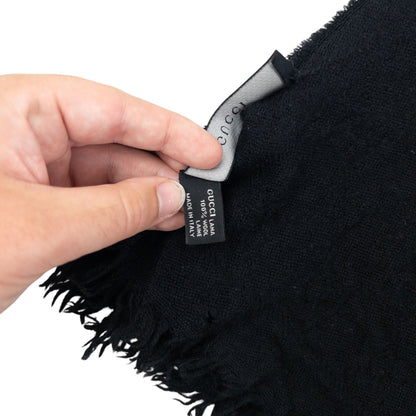 Vintage 2000s Gucci Monogram Wool Scarf | O/S, Black