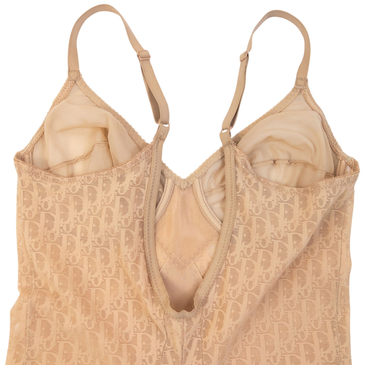Vintage 90s Dior Lingerie Monogram Lace Bodysuit Womens Size M | O/S, Beige