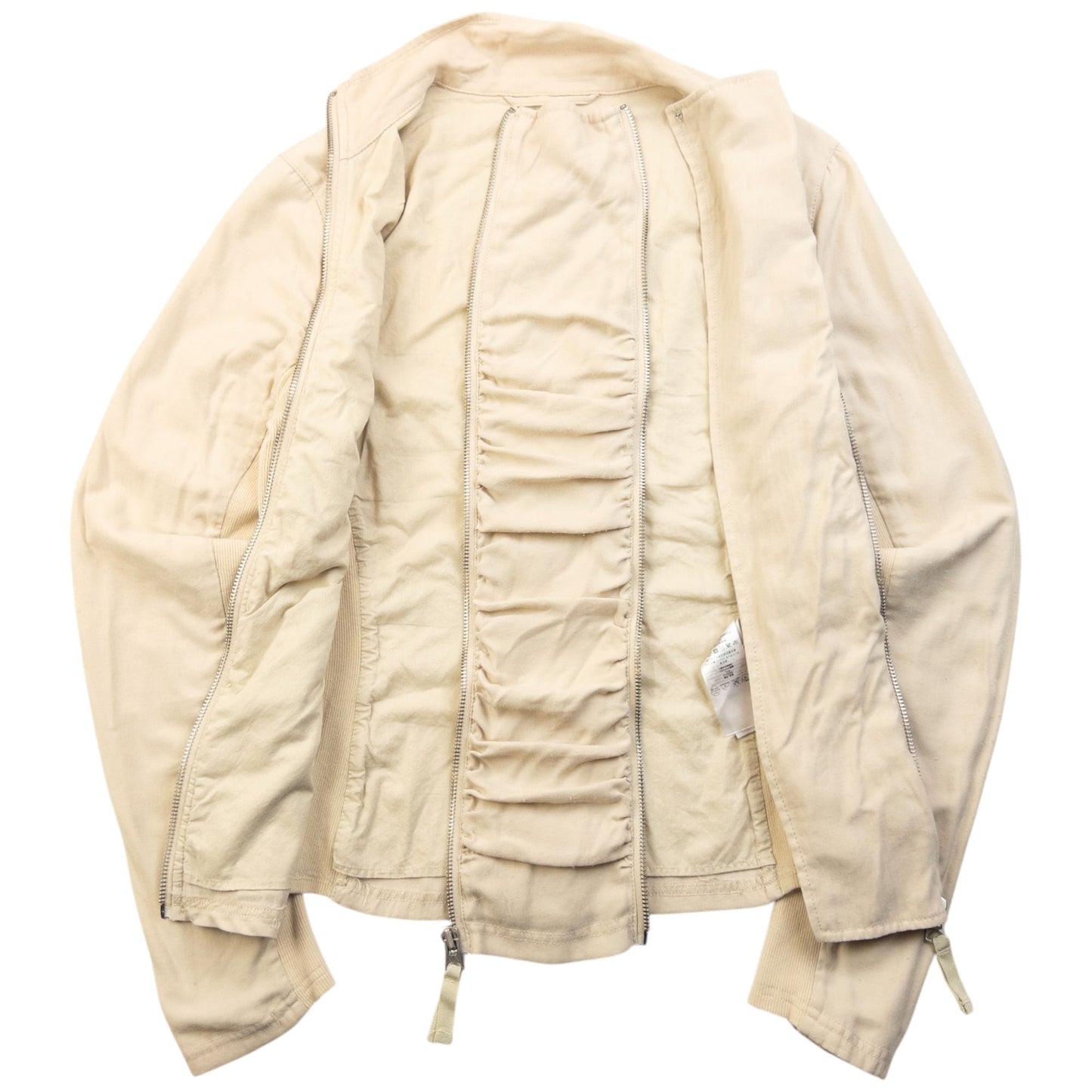 Vintage 2000s Armani Exchange Double Zip Ruched Jacket Womens Size M | Medium, Beige