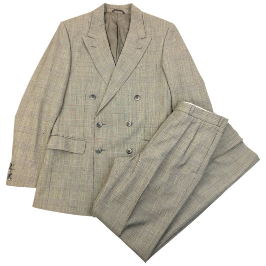 Vintage 80s Dior Monsieur Checkered Jacket & Trousers Suit Set Size M | Medium, Grey