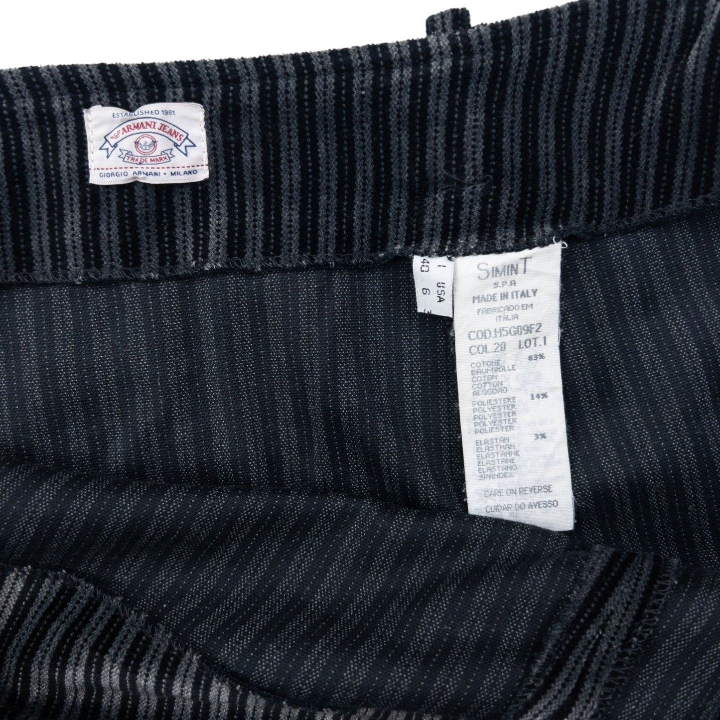 Vintage 90s Armani Jeans Striped Velour Skirt Womens Size W27