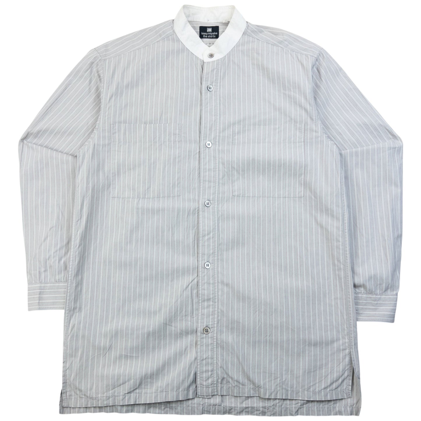 Vintage 2000s Issey Miyake Striped Long Sleeve Button Up Shirt Size S | Small, Grey