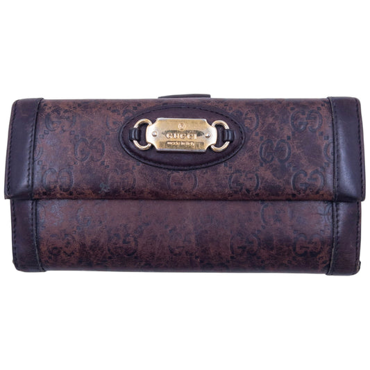 Vintage 2000s Gucci Monogram Leather Purse | O/S, Brown