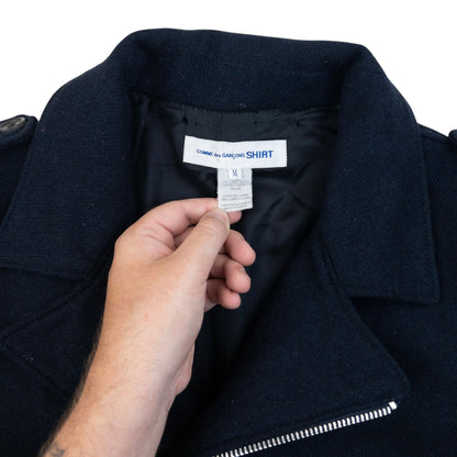 Vintage Comme Des Garçons SHIRT Asymmetric Wool Jacket Size S | Small, Navy