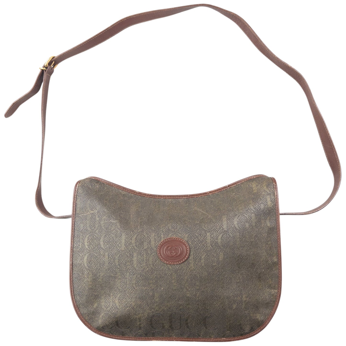 Vintage 80s Gucci Monogram Crossbody Bag | O/S, Brown