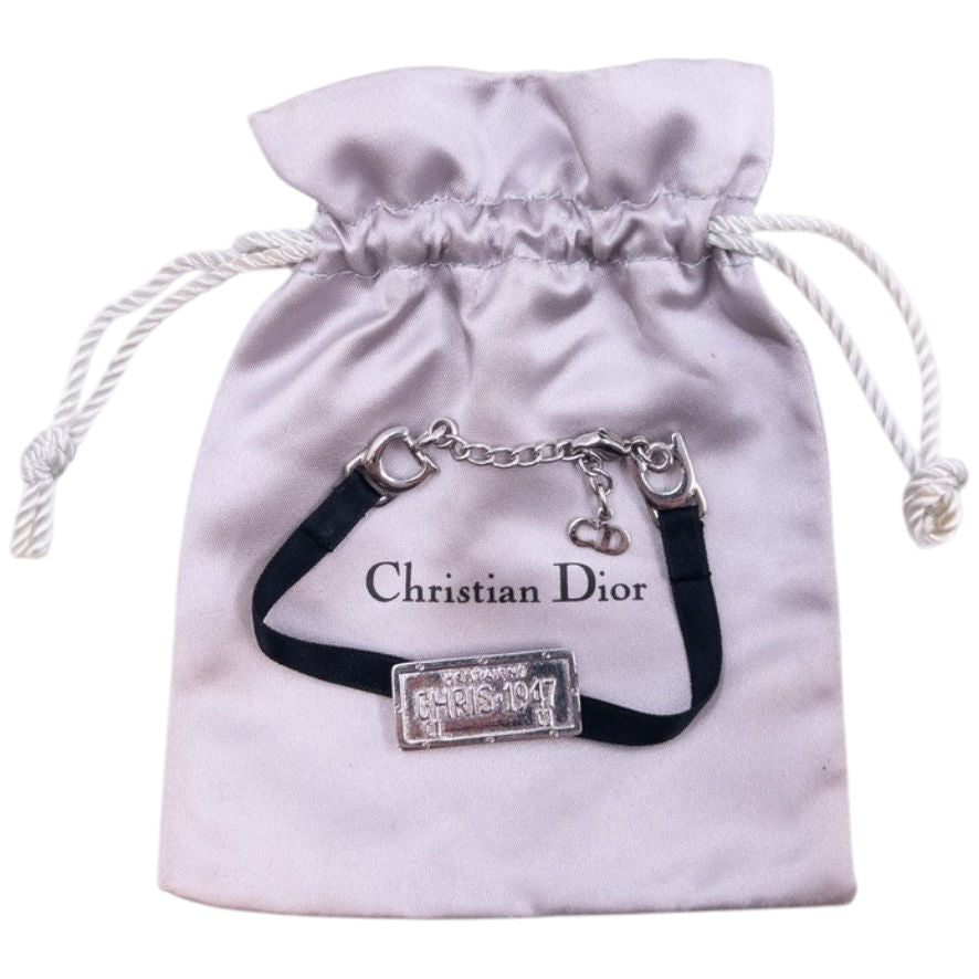 Vintage Dior Licence Plate Ribbon Bracelet