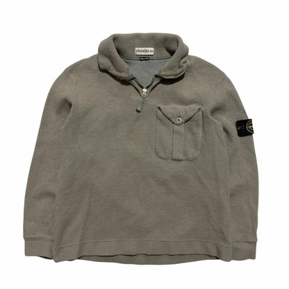 Stone Island Ribbed Quarter Zip | Large, Grey