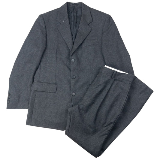 Vintage 90sYSL Yves Saint Laurent Wool Jacket & Trousers Suit Set Size M | Medium, Grey