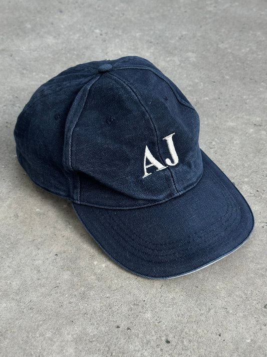 Armani Jeans 1990s cotton logo cap, stylish hat with embroidered Armani branding, featuring classic design and comfortable fit.