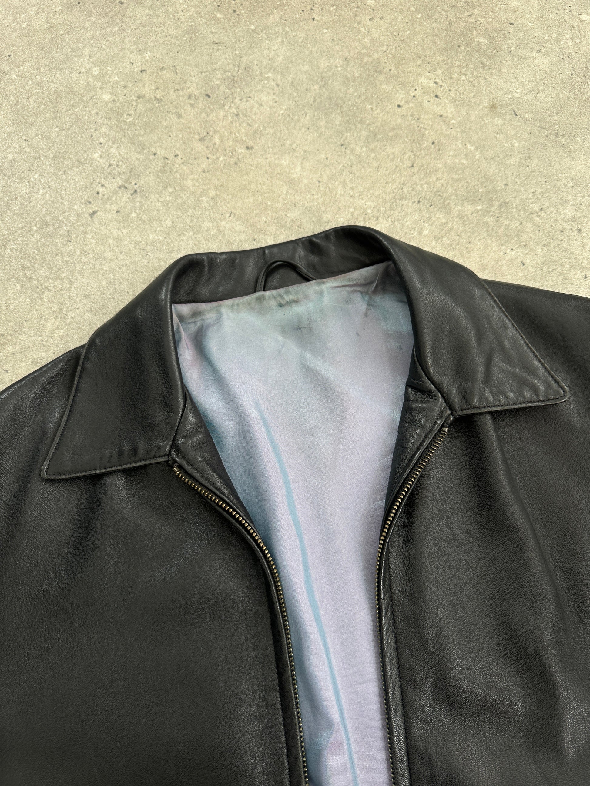 British Vintage 1990s Minimal Smooth Leather Jacket - M