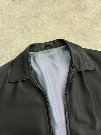 British Vintage 1990s Minimal Smooth Leather Jacket - M