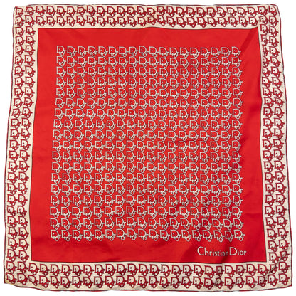 Vintage 80s Dior Monogram Silk Scarf | O/S, Red