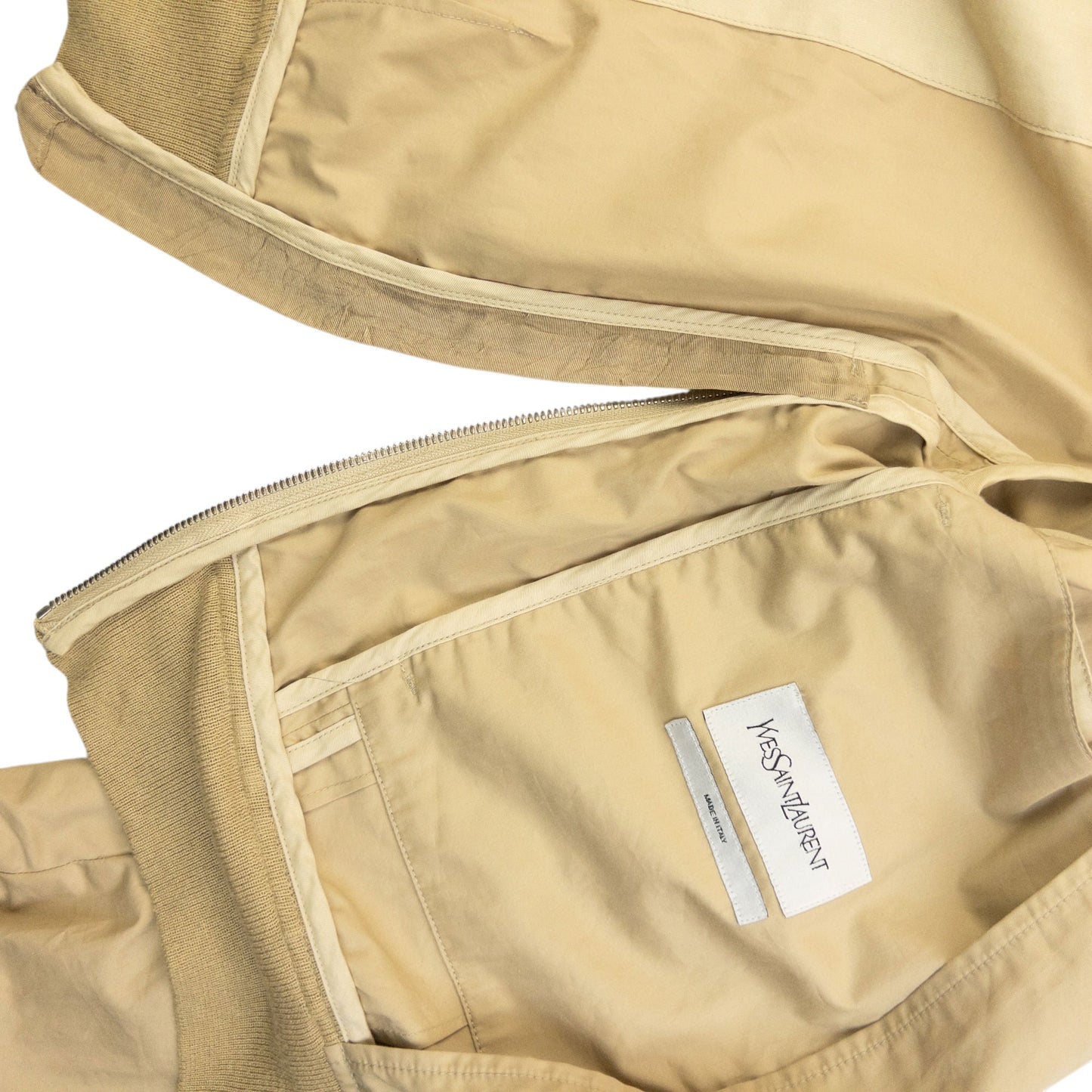 Vintage 2000s YSL Yves Saint Laurent By Tom Ford Multi Zip Bomber Jacket Size S | Small, Beige